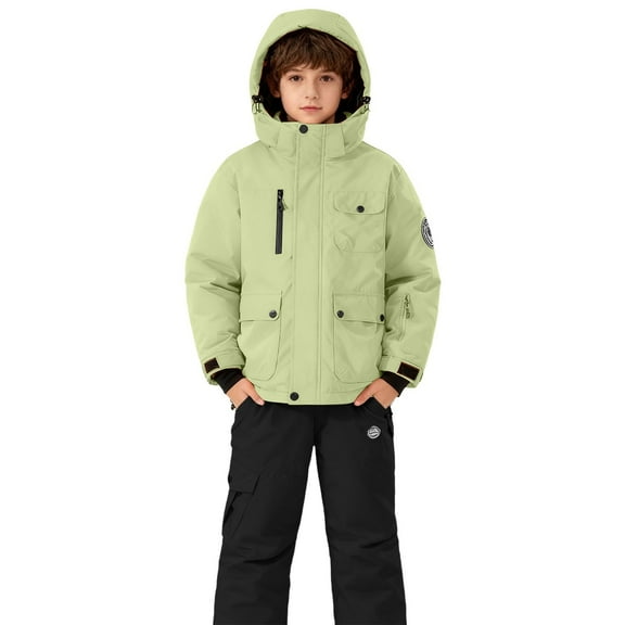 YunPes Boys Girls Snowsuit Winter Fashion Snow Bibs Snowboarding Clothes Teen Kids Waterproof Ski Suit Pants Hooded Jackets Sets