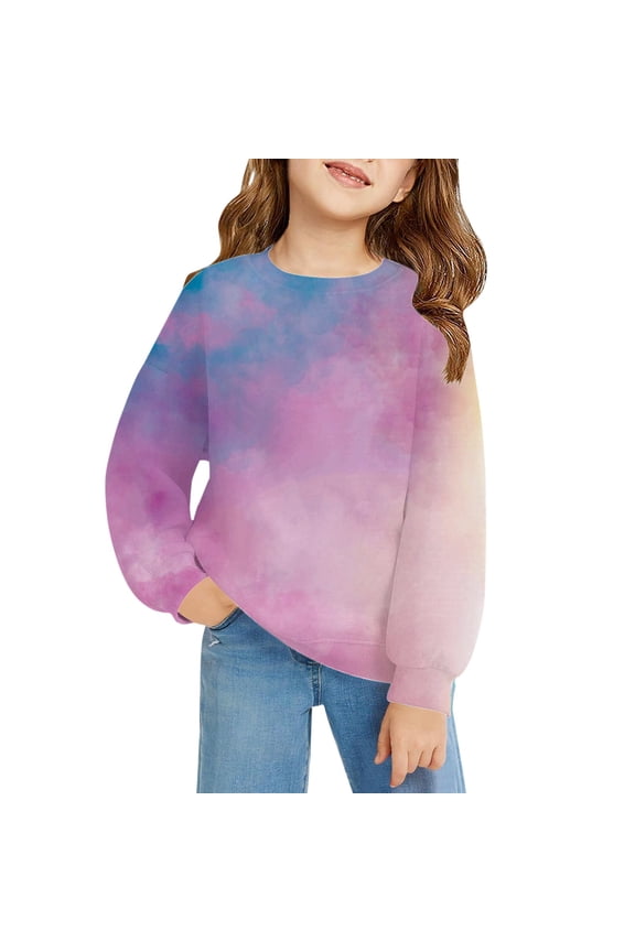Boys Girls Sweatshirts Regular Children's Tie Dye Print Long Sleeved Comfortable Sweatshirt Girl Dance Sweatshirt