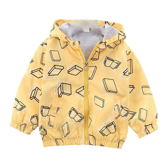 YunPes Boys Girls Windbreaker Jacket Toddler Kids Lightweight Outwear Coat Cute Cartoon Graphic Coat Rainproof Casual Comfy Jacket
