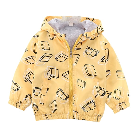 YunPes Boys Girls Windbreaker Jacket Toddler Kids Lightweight Outwear Coat Cute Cartoon Graphic Coat Rainproof Casual Comfy Jacket