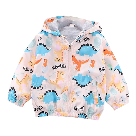 YunPes Boys Girls Windbreaker Jacket Toddler Kids Lightweight Outwear Coat Cute Cartoon Graphic Coat Rainproof Casual Comfy Jacket
