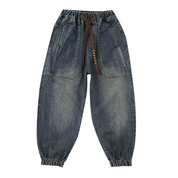 YunPes Boys' Pants Autumn Loose Bottoms Children Cool Handsome Style Daddy Jeans for Children Clothes for Boys 10 to 12 Years