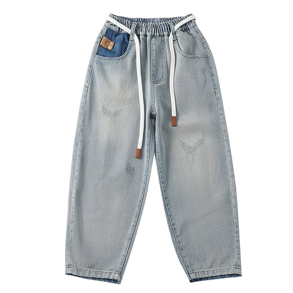 YunPes Boys' Pants Loose Bottoms Children Cool Handsome Style Daddy Jeans for Children Pants for Children 2 Years