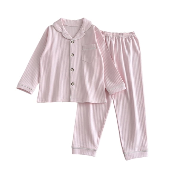 YunPes Boys Ribbed Loungewear Set Notch Collar Long Sleeve Shirts + Loose Fit Pants Kids Spring/Fall Soft Textured Outfits
