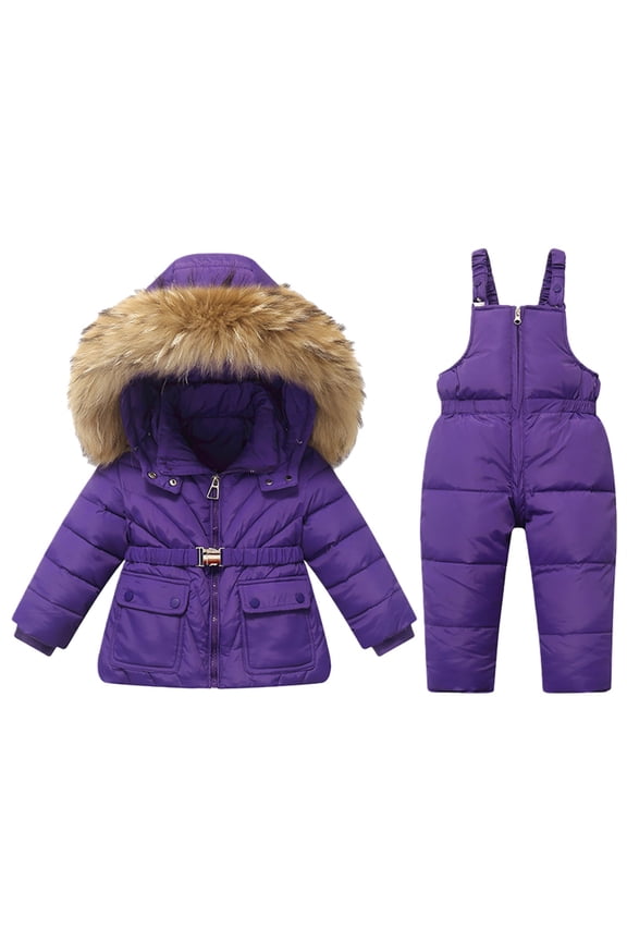 Boys' Ski Jacket and 𝐒now Bib Snowsuit Set Winter Warm Windproof Puffer down Coats with Hood Snow Pants Waterproof Outfit