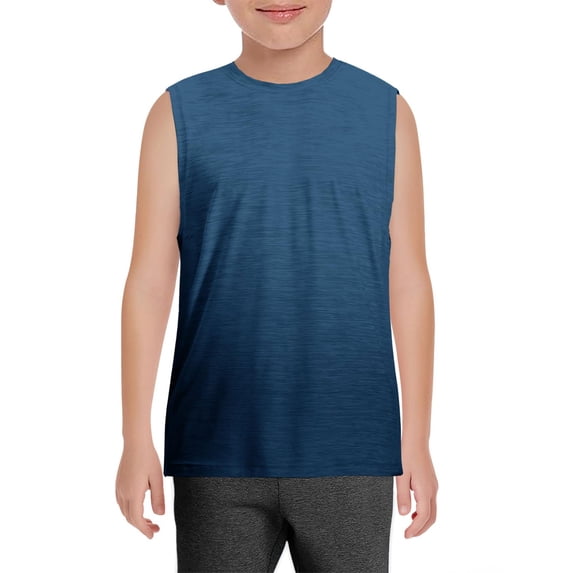 YunPes Boys Tank Tops Sleeveless Crewneck Gradient T-Shirts Athletic Dry Fit Undershirts Summer Gym Running Muscle T-Shirts for Kids