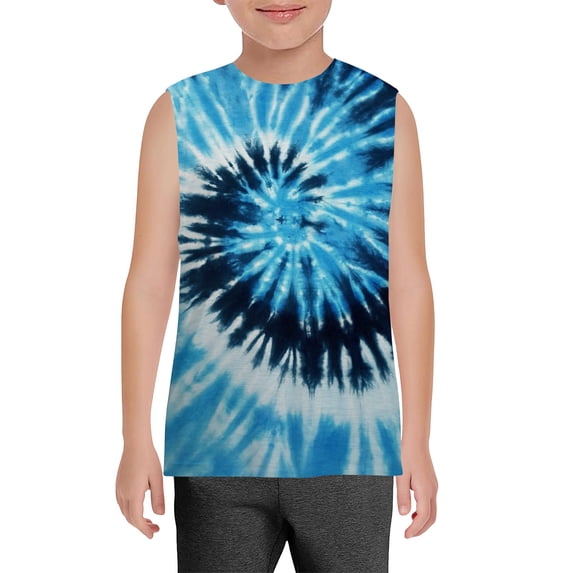 YunPes Boys Tank Tops Sleeveless Crewneck T-shirt Fashion Gradient Tie Dye Athletic Undershirts Summer Kids Quick Dry Sweatshirt Tops