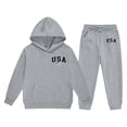 thumbnail image 1 of YunPes Boys USA Sweatshirt Suits Letter & Flag Print Hoodies Harems Pants with Elastic Waist Independence Day Pullover Outfits, 1 of 3