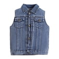 thumbnail image 1 of YunPes Boys Vintage Denim Vest Button-Up Sleeveless Collar Jean Jacket Toddler Kids Spring & Fall Versatile Layering Outerwear, 1 of 6