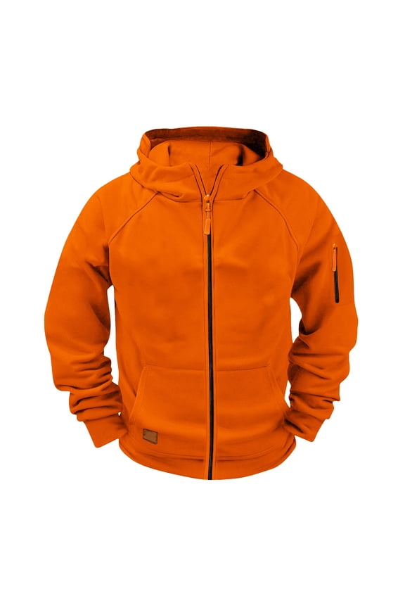 Boys Zip Up Hoodie Ribbed Cuffs Casual Athletic Outdoor Hooded Sweatshirt Youth Long Sleeve Soft Jacket with Pockets