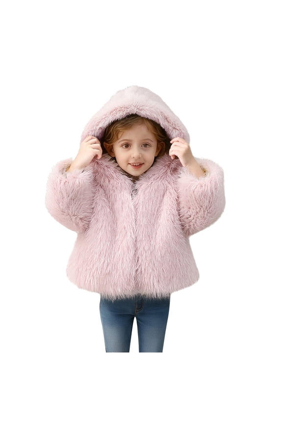 Children's Coat Clothes 2025 Hooded Girls Children's Plush Thickened Girls Imitation Sweater Winter Pants Girls
