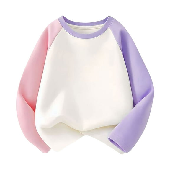 YunPes Children's Color Blocked Long Sleeved Pure Cotton Plug In T Shirt Top Long Sleeve Tee