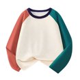 thumbnail image 1 of YunPes Children's Color Blocked Long Sleeved Pure Cotton Plug In T Shirt Top Long Sleeve Tee, 1 of 6