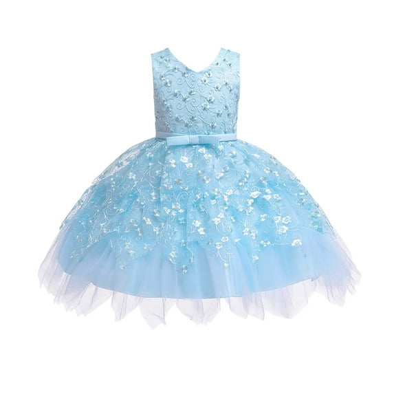 YunPes Children's Evening Dress Children's Performance Tulle Dress Flower Sleeveless Dress Birthday 5 Year Clothes