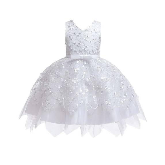 YunPes Children's Evening Dress Children's Performance Tulle Dress Flower Sleeveless Dress Birthday 5 Year Clothes