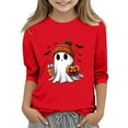 thumbnail image 1 of YunPes Children's Girls' Casual Halloween 2D Printed Round Neck Three Quarter Sleeve T Shirt Top Monogram Top, 1 of 4
