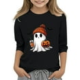 thumbnail image 1 of YunPes Children's Girls' Casual Halloween 2D Printed Round Neck Three Quarter Sleeve T Shirt Top Monogram Top, 1 of 3