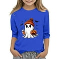 thumbnail image 1 of YunPes Children's Girls' Casual Halloween 2D Printed Round Neck Three Quarter Sleeve T Shirt Top Monogram Top, 1 of 3