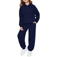 thumbnail image 1 of YunPes Children's Unisex Casual Solid Color Long Sleeved Sweatshirt and Sweatpants Set for Boys and Girls Teens Clothes for Girls Fall, 1 of 4