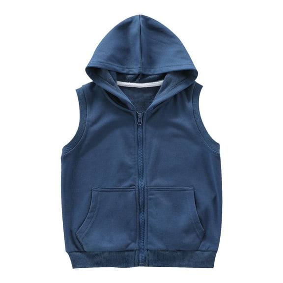 YunPes Children's Vest Spring Autumn Summer Thin Outdoor Wear Pure Cotton Hooded Kindergarten Clothing Vest Plush Pullover Girls