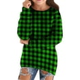 thumbnail image 1 of YunPes Cozy Plaid Sweaters for Girls Oversized Long Sleeve Crew Neck Fuzzy Pullover Teen Fall Winter Warm Casual Sweatshirt, 1 of 5