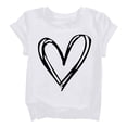 thumbnail image 1 of YunPes Cute Heart Print Shirt Casual Loose Fit Short Sleeve Summer Streetwear Sports Top Valentine's Day Basic Toddler Undershirt, 1 of 8