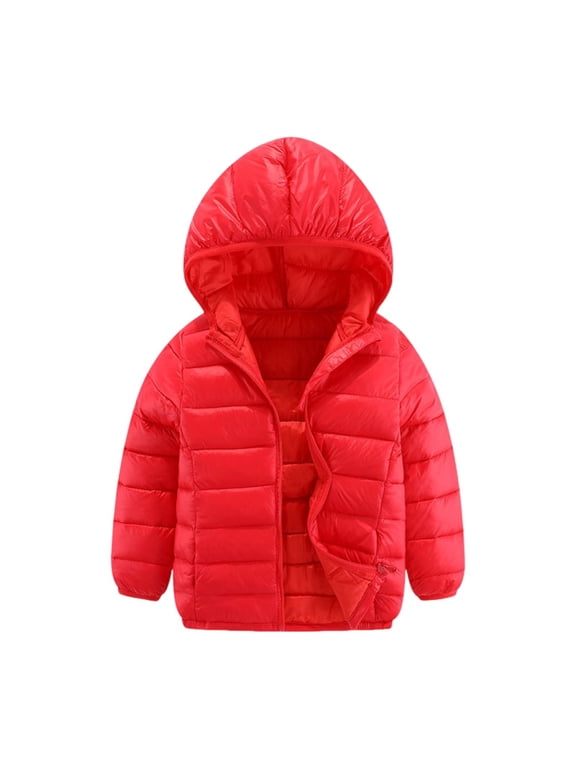 Down Jackets for Boys Girls Winter Coat Lightweight Windproof Hooded Down Jacket Winter with Hood Zipper 4-14 Years Old