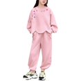 thumbnail image 1 of YunPes Fashion Lounge Sets for Girls Wave Edge Crewneck Print Pullover Sweatshirt & Jogger Pants Casual Baggy Kids Fall Outfits, 1 of 5