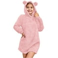 thumbnail image 1 of YunPes Fleece Pullover Girls Sweater Dress Winter Warm Hoodies Sweatshirts for Teens Cute Bear Ear Fuzzy Long Cozy Tops, 1 of 9