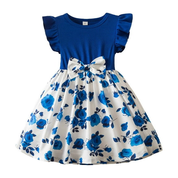 YunPes Girl's Floral Tutu Dresses Ruffle Sleeveless Summer Bowknot A Line Birthday Princess Dress Toddler Cute Clothes