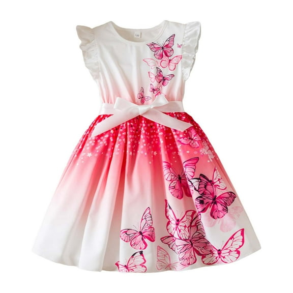 YunPes Girl's Floral Tutu Dresses Ruffle Sleeveless Summer Bowknot A Line Birthday Princess Dress Toddler Cute Clothes