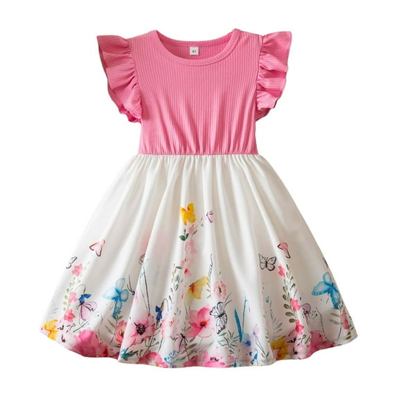 YunPes Girl's Floral Tutu Dresses Ruffle Sleeveless Summer Bowknot A Line Birthday Princess Dress Toddler Cute Clothes