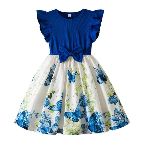 YunPes Girl's Floral Tutu Dresses Ruffle Sleeveless Summer Bowknot A Line Birthday Princess Dress Toddler Cute Clothes