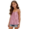 thumbnail image 1 of YunPes Girl's Summer Camisole Tops Spaghetti Strap Pleated Cute Vacation Cami Shirts Fashion Backless Casual Outdoor Beach Outfits, 1 of 5