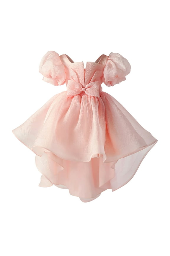 Girls 1st Birthday Dress Girls Bubble Sleeve Puffy Trailing Gown Dresses Dresses Birthday Party Evening Gowns Girl Clothes Size 4