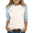 thumbnail image 1 of YunPes Girls 3/4 Sleeve T Shirt Crewneck Kids Elbow Sleeve Top Y2k Graphic Tees School Casual Basic Cute Teen Tee 4‐12Y Activewear, 1 of 5
