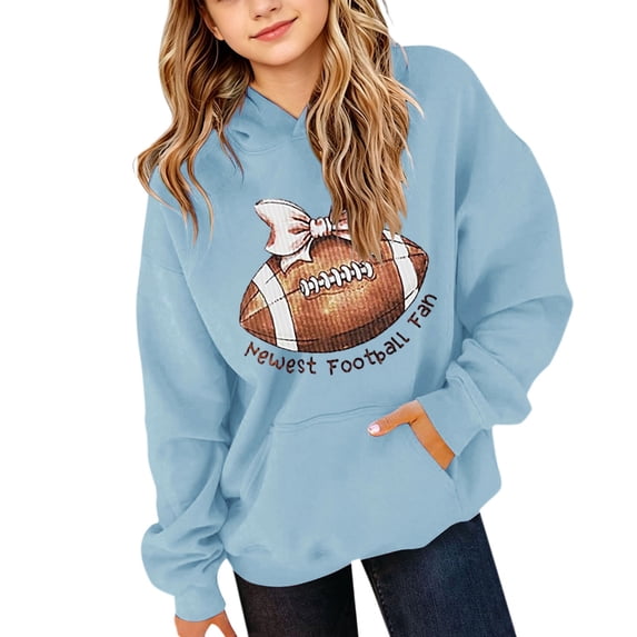 YunPes Girls Baseball Bow Sweatshirt Oversized Baggy Graphic Hoodies Teen Trendy Streetwear Fall Versatile Hood Pullovers Tops