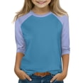 thumbnail image 1 of YunPes Girls Baseball Raglan T-Shirt 3/4 Sleeve Soft Tee Classic Casual Top Crewneck Color Block Cute Spring Summer Blouses Tops, 1 of 4