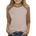 thumbnail image 1 of YunPes Girls Baseball Raglan T-Shirt 3/4 Sleeve Soft Tee Classic Casual Top Crewneck Color Block Cute Spring Summer Blouses Tops, 1 of 5