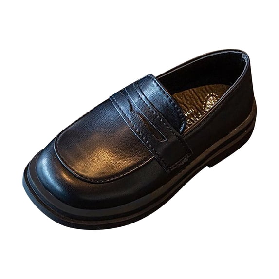 YunPes Girls Black Loafers Chunky Platform Slip on Penny Loafers Soft Comfort Dress Shoes for Toddler/Little/Big Kids School & Formal Occasions