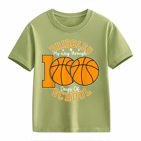 YunPes Girls Boys Casual Short Sleeved T Shirt 100 Days of School Opening 100th Days Anniversary Personality Loose Clothes