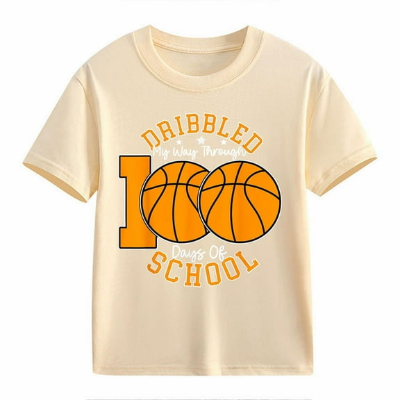 YunPes Girls Boys Casual Short Sleeved T Shirt 100 Days of School Opening 100th Days Anniversary Personality Loose Clothes