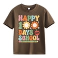 thumbnail image 1 of YunPes Girls Boys Casual Short Sleeved T Shirt Cute Happy 100 Days School Letter Print Tee Multicolor Top Tee Shirt for 2-14 Years, 1 of 1
