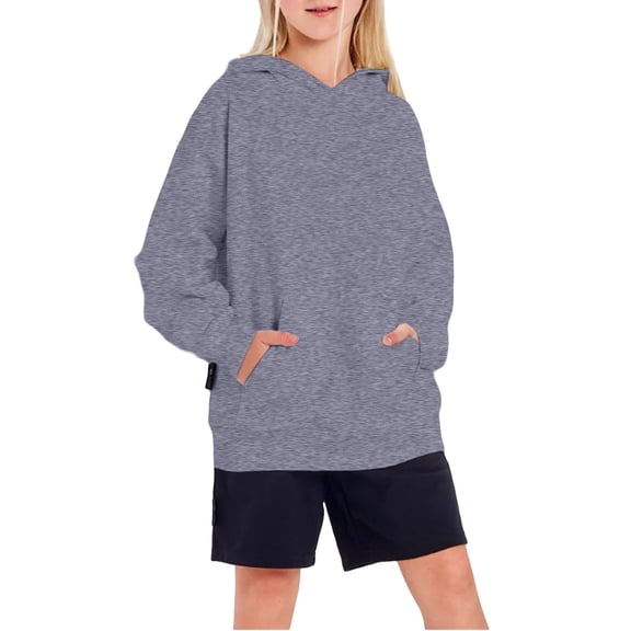 YunPes Girls Boys Cotton Soft Hoodies Sweatshirt Toddler Kids Basic Solid Casual Sweaters Long Sleeve Fall Winter Warm Clothes