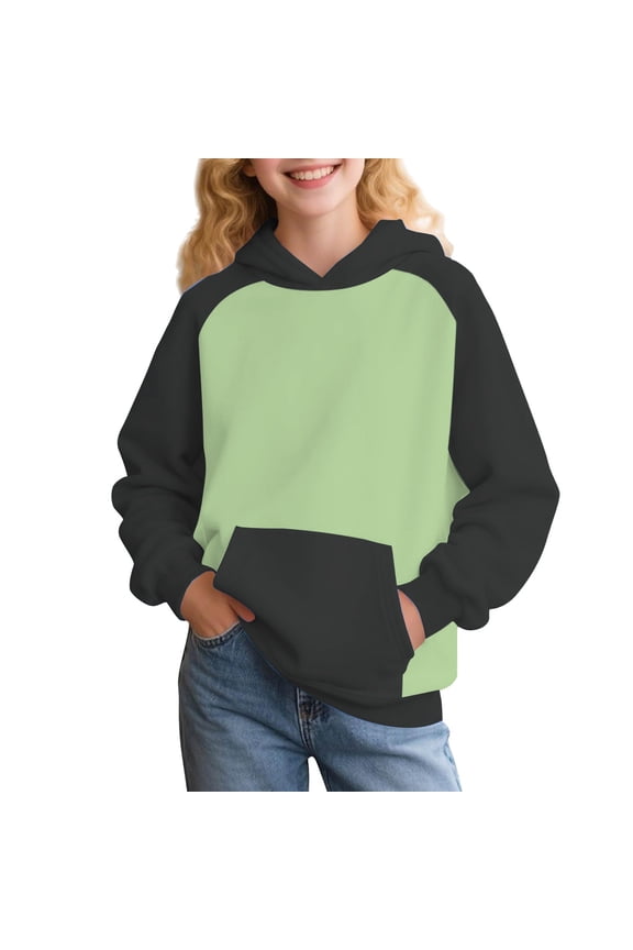 Girls Boys Hoodies Streetwear Oversized Sweatshirts Kids Casual Comfy Long Sleeve Pullover Tops Y2K Color Block Clothes