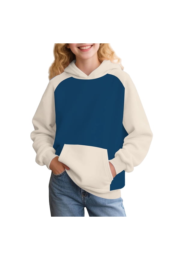 Girls Boys Hoodies Streetwear Oversized Sweatshirts Kids Casual Comfy Long Sleeve Pullover Tops Y2K Color Block Clothes