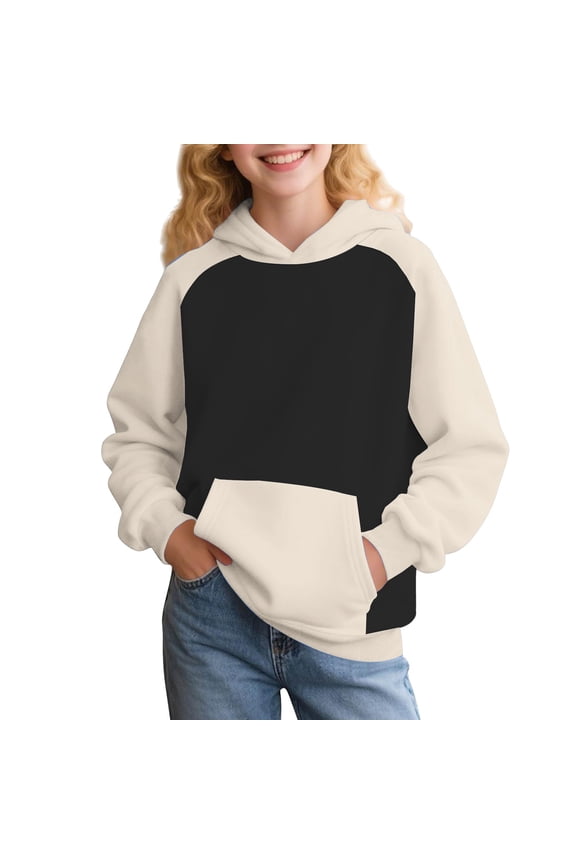 Girls Boys Hoodies Streetwear Oversized Sweatshirts Kids Casual Comfy Long Sleeve Pullover Tops Y2K Color Block Clothes