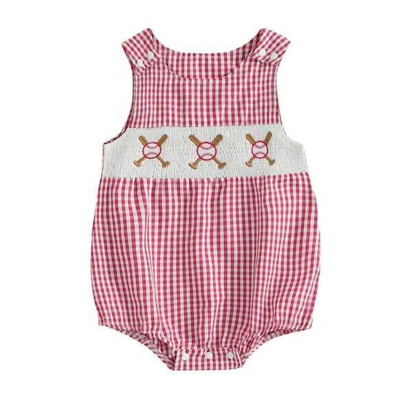 YunPes Girls Boys Romper Summer Baseball Pattern Comfortable Suspenders Romper Round Neck Casual Romper Baby Girls Bodysuit