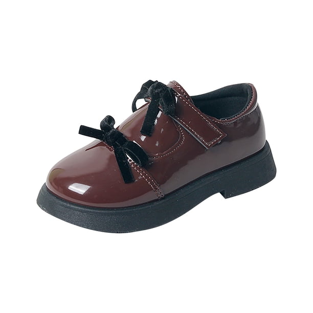 ladies burgundy dress shoes YunPes Girls Patent Leather Hook and Loop Shoes with Bowknot Kids Chunky Platform Loafers School Uniform Shoes Under $149 Italian Size:40 IT soft insole Womens Summer Ombre Color