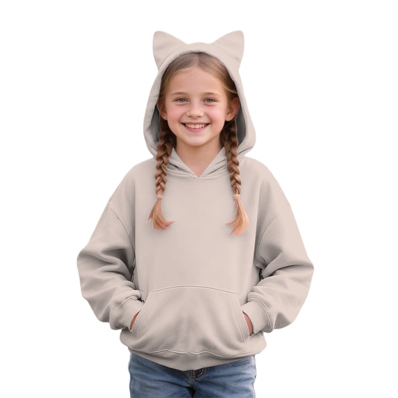 YunPes Girls Casual Bear Ear Hoodies Winter Warm Pullover Comfy Fleece Sweatshirts Long Sleeve Trendy 2025 Tops with Pockets